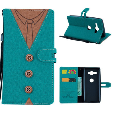 

MOONCASE Sony Xperia XZ2 Compact stitching embossed mens leather case - green