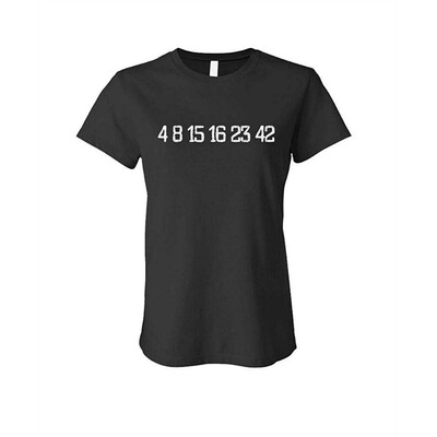 

LOST NUMBERS 4 8 16 23 42 - mystery tv show - LADIES Cotton T-Shirt M Black