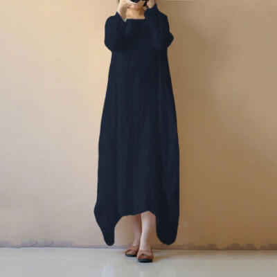 

Women Long Sleeve Plains Long Maxi Dress Casual Swing Skater Maxi Dress US STOCK