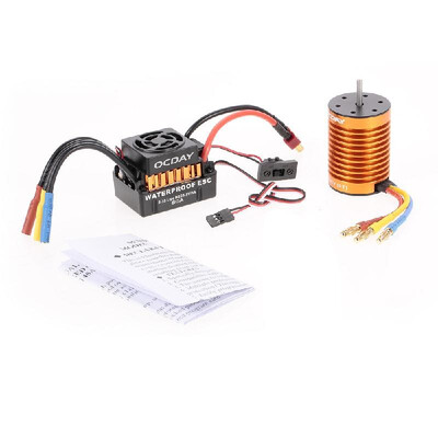 

OCDAY 9T 4370 KV 4 Poles Sensorless Brushless Motor&Waterproof 60A Sensorless Brushless Car ESC for 110 RC Car Truck Boat