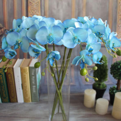 

US STOCK Artificial Butterfly Orchid Silk Flower Bouquet Phalaenopsis Home Decor