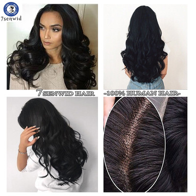 

7senwidLong Loose curly Wave Human Hair WigsBrazilian Virgin Hair for Black Women Lace Front Wig glueless Full Lace Wigs Natural Color