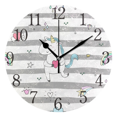 

Wall Clock Cute Unicorn Round Wall Clock Arabic Numerals Design