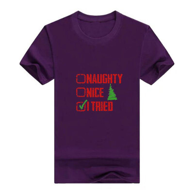 

Christmas Youth Raglan Naughty Nice I Tried Holiday Sleeve Mans T-Shirt