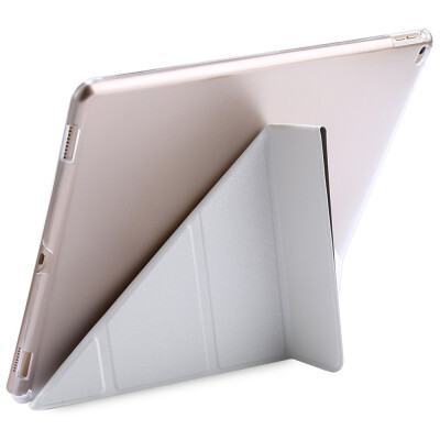 

Ultra Slim Transparent Flip Leather Wake Sleep Multi-folds Smart Cover Hard Back Case for iPad Pro Drop Resistance