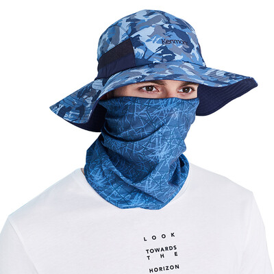 

Carmen KENMONT km-3262 outdoor hat male summer folding sunscreen sun hat hiking hatch fast-drying camouflage bunny hat fisherman hat blue