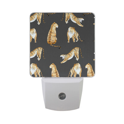 

ALAZA LED Night Light With Smart Dusk To Dawn SensorFlamingo And Hibiscus Watercolor Pattern Plug In Night Light