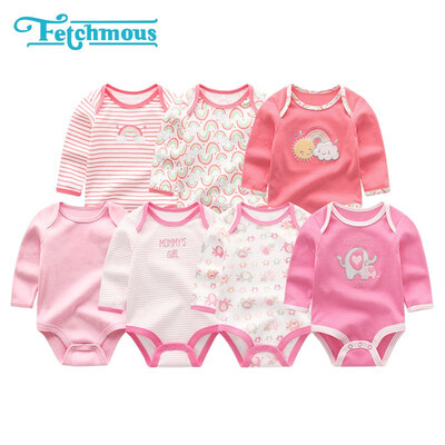 

7PCS Long Sleeve Cotton 0-12M Baby Boys Clothes Newborn Unicorn Print Baby Girls Clothes Cartoon Bodysuits One-Pieces Babywear