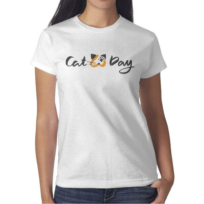 

Womens International Cats Day International cat Day Cotton T-Shirt Short-Sleeve Leisure tee