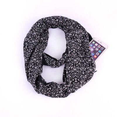 

Women Stretchy Infinity Loop Scarf With Hidden Zipper Pocket Blanket Wrap Shawl
