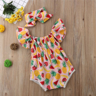 

Summer Toddler Girls Fruit Romper Kids Bodysuit Jumpsuit Outfit Sunsuit Clothes