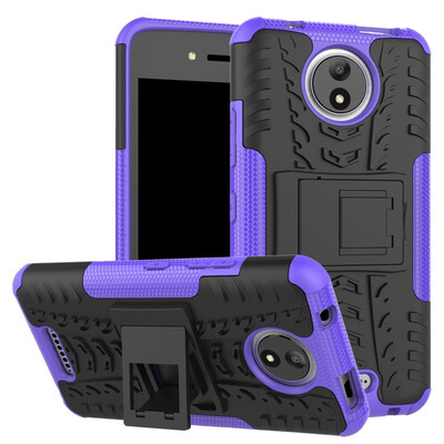

Fivice Motorola Moto C Case TPU anti-fall tire pattern back clip bracket phone case