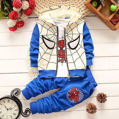 

3 PZAS Bebé Niño manga larga Spiderman TopConjunto De Pantalón Infantil