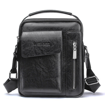 

New Trendy Men Fashion Crossbody Bag Small Casual Hand Bag PU Leather Male Bag