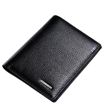 

POLO men lychee pattern money chuck layer of leather short paragraph wallet 020602 black vertical section