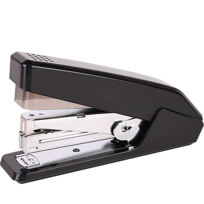 

Deli 0468 large labor-saving stapler stapler single finger easily staple with 12 nail can hold 150 staples black
