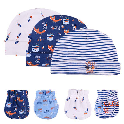 

Kiddiezoom Baby Accessories HatsGloves 0-6M Cotton Newborn For Babies Mitten Caps Print Unisex Boys Girls Infant