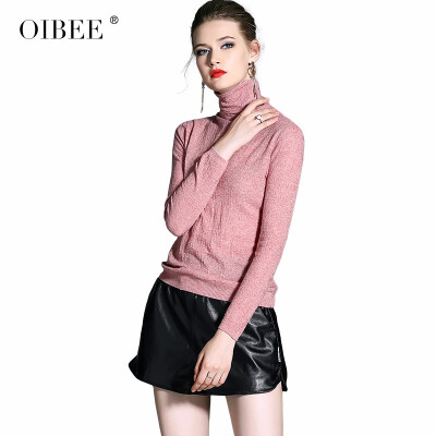 

OIBEE2018 autumn new womens high collar knit top stretch sweater long sleeve bottoming shirt winter female