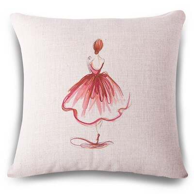 

Interesting beautiful ballet Cushion wovenNo Filler linen Family affection Sofa Car Seat family Home Decorative Throw Pillow