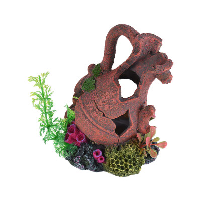 

Imitation Broken Vase Rock Hiding Cave Landscape Aquarium Fish Tank Decoration Decorative Ornament Artwork Eco-friendly Resin