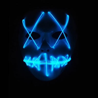 

For The Purge Movie EL Wire DJ Party Halloween Costume LED Scary Mask