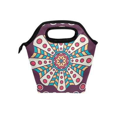

Insulated Lunch Tote Bag Flower Pattern Travel Picnic Lunch Handbags Portable Zipper Lunch Bag Box