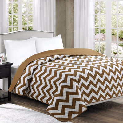 

Loverly Elegant European Geometric Printed Fashion Coverlet Bedspread Quilt Summer Duvet Quilt Brown stripes