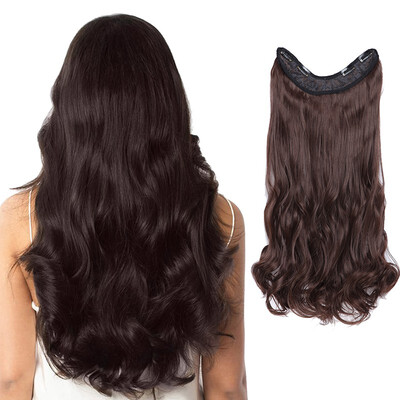 

24" Inch Long Curly Hair U Part One Piece Clip In Hair Extension Synthetic Heat Resistant Hairpiece