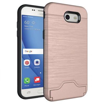 

Fivice Samsung J3 primeJ3 2017 Case TPU all-inclusive anti-drop brushed card with bracket mobile phone case