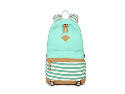 

Canvas backpack female fashion Korean print handbag 2018 new middle school student bag striped canvas backpack