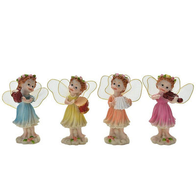

UpperX 4 piece set mini beauty garden cute flower beauty with musical instrument statue decoration DIY outdoor garden decoration