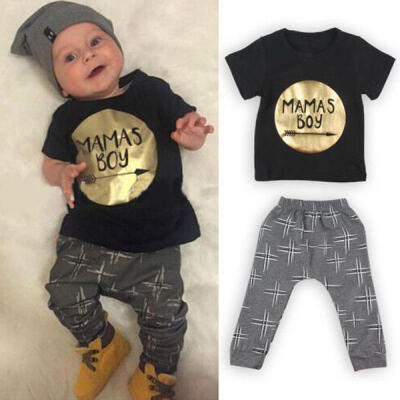 

Baby Boys Newborn 100 Cotton Outfits Set Jumper Shirt TopsPants 2pcs Clothes