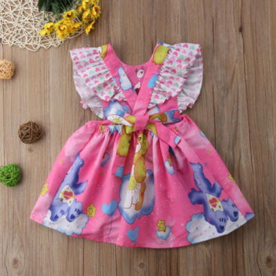 

UK Stock Cartoon Toddler Kids Baby Girl Party Ruffle Tutu Dress Sundress Clothes