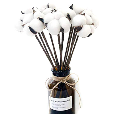 

UpperX 10Pack Artificial Cotton Boll Wire Iron Stem DIY Flower Arrangement Props Home Wedding Hotel Party Decor Approx 13inch High