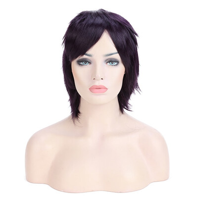 

Halloween Unisex Anime Fashion Short Wig Cosplay Party Straight Hair Cosplay Full Wigs dark purple