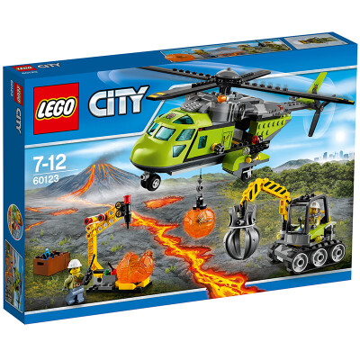 

Lego City Series 7 до 12 лет вулкан экспедиции транспортный вертолет игрушка строительных блоков Lego Дети 60123