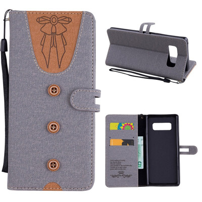 

MOONCASE Samsung Galaxy Note 8 stitching embossed womens leather case - gray