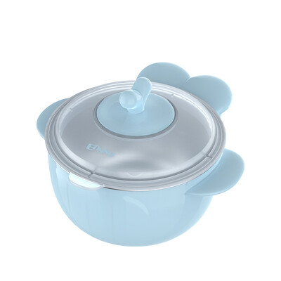

Sakura Shu Ensuu childrens tableware stainless steel water insulation bowl set baby anti-skid training suction cup bowl infant food supplement bowl with lid ES3160