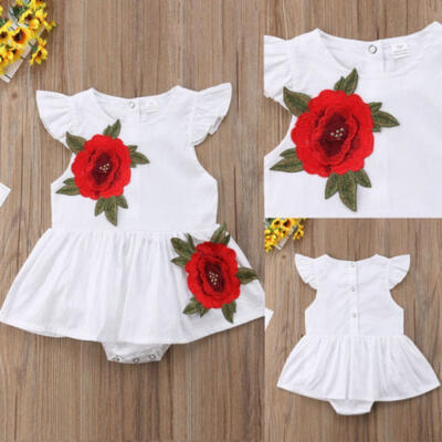 

Toddler Baby Kid Girl Princess Party Wedding Tutu Lace Flower Tulle Romper Dress