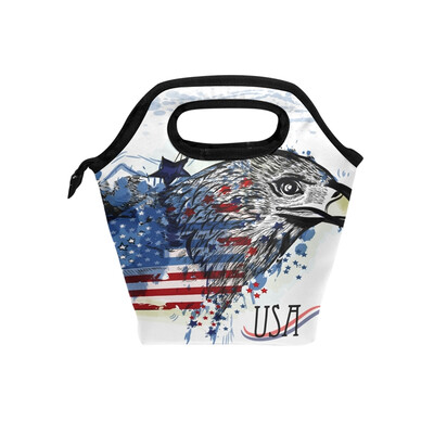 

Lunch Tote Bag Eagle Travel Picnic Insulated Lunch Handbags Portable Zipper Lunch Bag Box