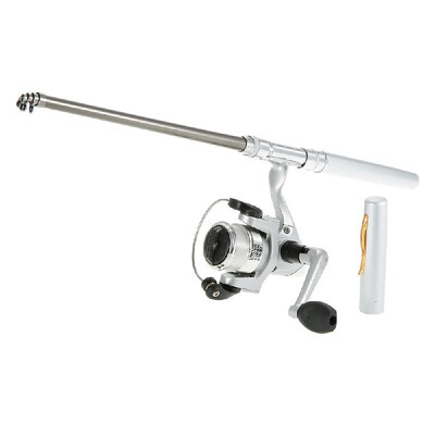 

Mini Aluminum Pocket Pen Fishing Rod Pole Reel Golden