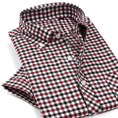 

Summer men's casual short-sleeved plaid shirt