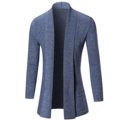 

Men Fashion Solid Color Cardigan Jacket Long Sleeve Casual Slim Sweater Coat PA