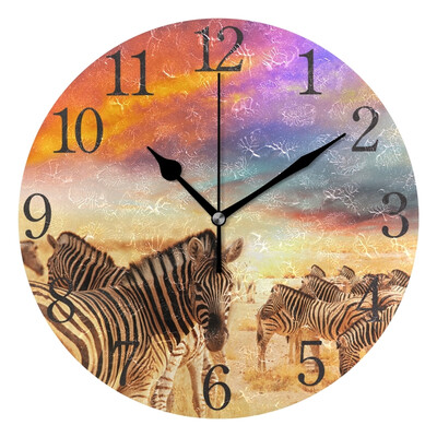 

Wall Clock Arabic Numerals Design Zebra Colorfu Round