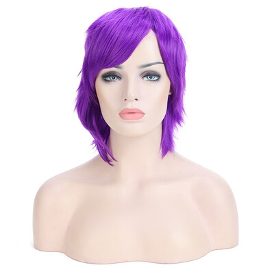 

Halloween Unisex Anime Fashion Short Wig Cosplay Party Straight Hair Cosplay Full Wigs Purple