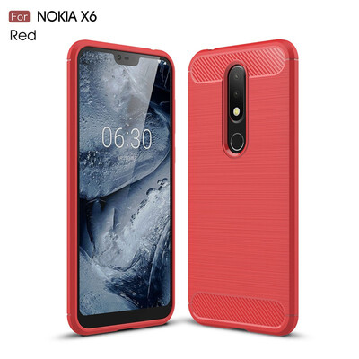 

Fivice Nokia X6 case Luxury brushed carbon fiber TPU soft shell