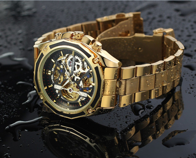 

Forsining New Collection Case Golden Stainless Steel Automatic Luxury Design Men Watch Top Brand Skeleton Watch