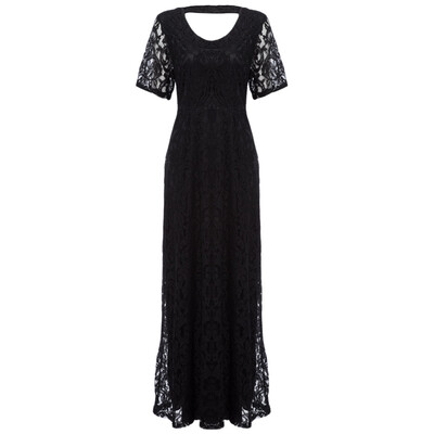 

Elegant Scoop Collar Lace Pure Color Plus Size Women Party Dress