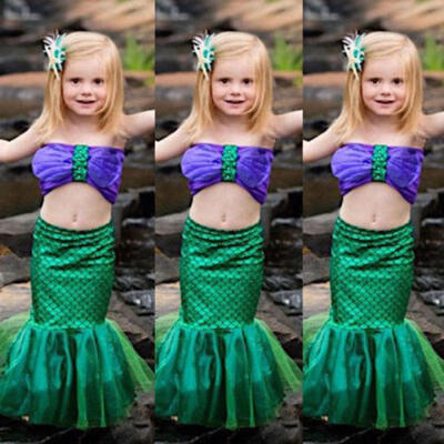 

Toddler Baby Girls Tops Little Mermaid Tail Bikinis Set Costume Swimwear Outfits