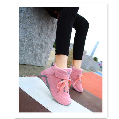 

Autumn&winter plus velvet sneakers female Korean version of casual Agan running shoes high to help shoes shoes women